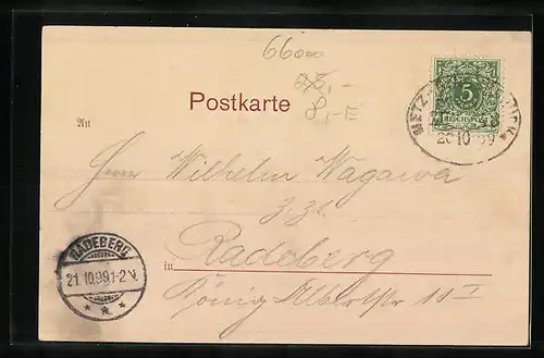 AK Saarbrücken-St. Johann, Partie an der Saar, mit Frachtkähnen