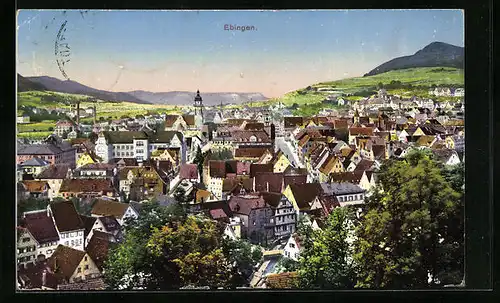 AK Ebingen, Ortsansicht aus der Vogelschau