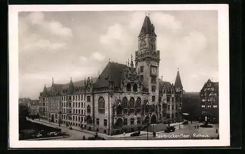 AK Saarbrücken, Rathaus aus der Vogelschau