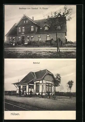 AK Hülsen, Gasthaus zum Bahnhof, Bahnhof