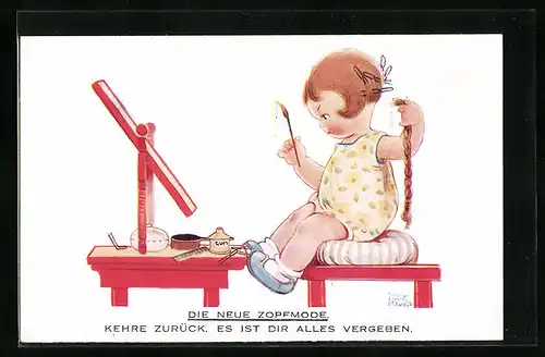 Künstler-AK Mabel Lucie Attwell: Die neue Zopfmode