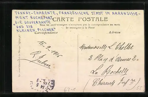 Künstler-AK Buchstabe T - Angelszene, Tonnay-Charente