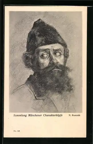 Künstler-AK München, Münchener Charakterkopf mit Vollbart und Mütze