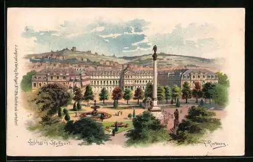 Künstler-AK Friedrich Perlberg: Stuttgart, Schloss