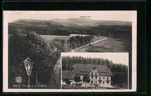 AK Neueck / Schwarzwald, Panorama mit Kurhaus und Blick zum Feldberg