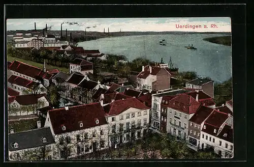 AK Uerdingen, Ortsansicht mit Rheinblick