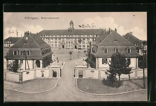 AK Ettlingen, Strassenpartie vor dem Reservelazarett