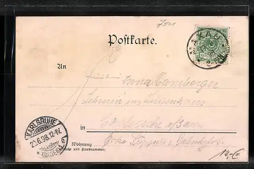 AK Maxau, Partie am Wasser und Wohnhäuser