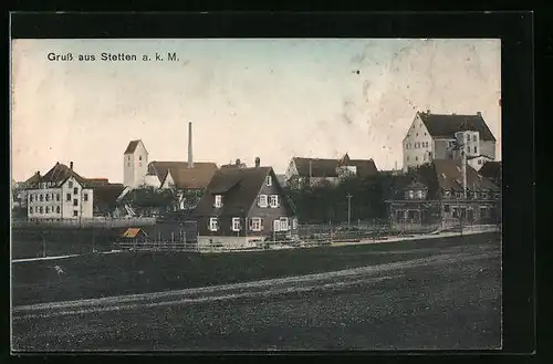 AK Stetten, Ortspartie vom Feld gesehen
