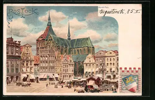 Lithographie Rostock, Marktplatz