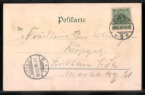 Lithographie Görlitz, Viaduct, Weinberg, Restaurant a. d. Landeskrone