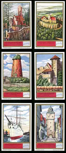 6 Sammelbilder Liebig, Serie Nr. 1305: Jugendherbergen, Hein Godenwind, Neidburg, Burg Otzberg