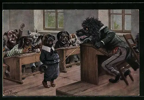 Künstler-AK Arthur Thiele: Zureden hilft