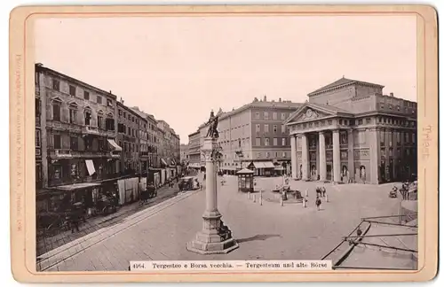 Fotografie Stengel & Co., Dresden, Ansicht Triest, Tergesteo e Borsa vecchia mit Pferdebahn