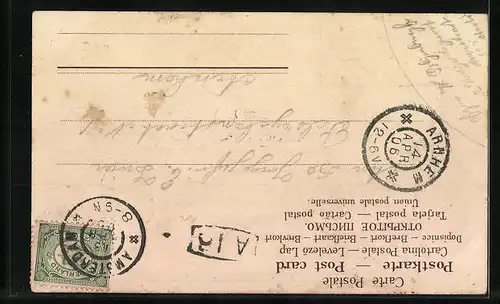 Präge-AK Mädchen beobachtet Osterküken mit Henne