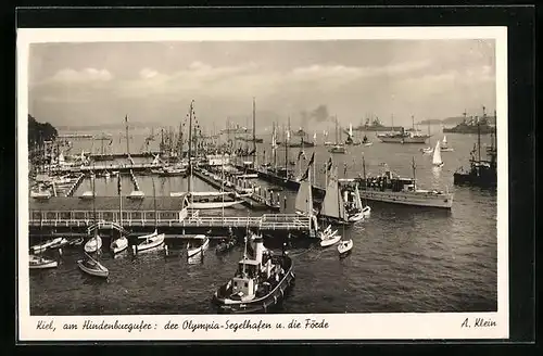 AK Kiel, Olympia-Segelhafen u. die Förde am Hindenburgufer