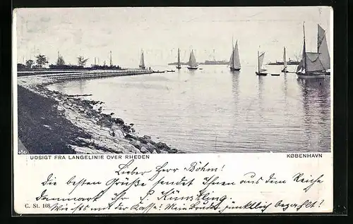 AK Kobenhavn, Udsigt fra langelinie over Rheden