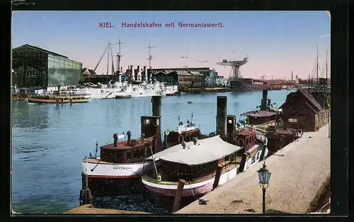 AK Kiel, Handelshafen mit Germaniawerft