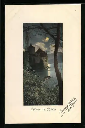 AK Veytaux, Schloss Chillon bei Vollmond
