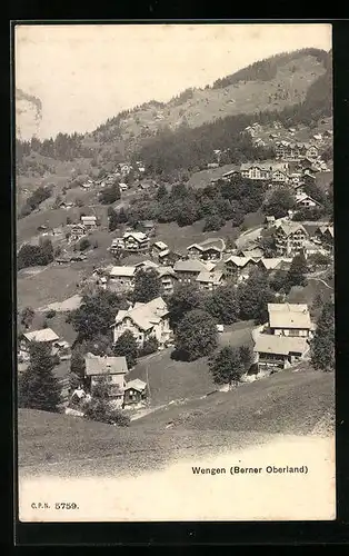 AK Wengen, Teilansicht der Ortschaft im Berner Oberland