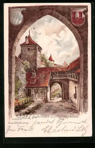 Lithographie Rothenburg, Inneres Koboltzellerthor