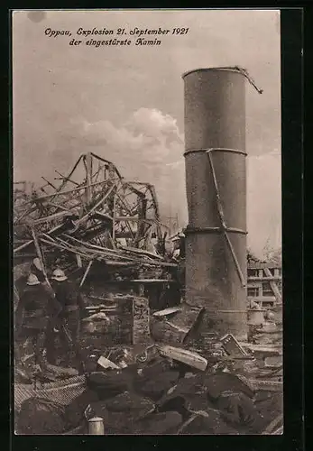 AK Oppau, Explosion 21. September 1921 - Der eingestürzte Kamin