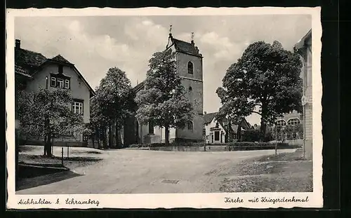 AK Aichhalden /Schramberg, Kirche mit Kriegerdenkmal