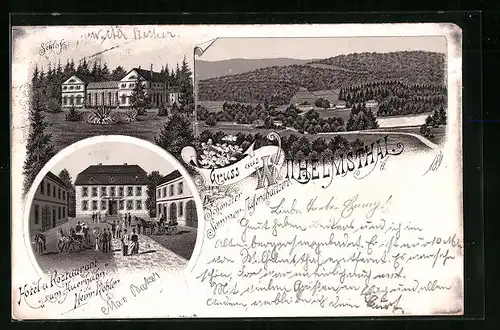 Lithographie Wilhelmsthal, Hotel-Restaurant zum Auerhahn, Schloss