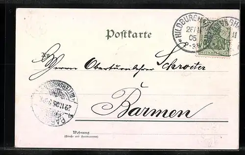 Lithographie Hildburghausen, Technikum, Marktplatz, Wappen