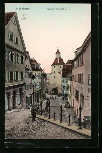 AK Hechingen, Untere Turm-Strasse mit Tor