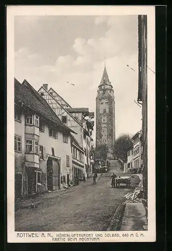 AK Rottweil a. N., Strassenpartie beim Hochturm