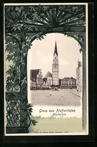 AK Pfaffenhofen, Marktplatz mit Kirche