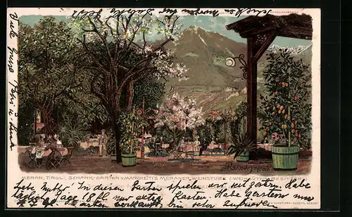 Künstler-AK F.A.C.M. Reisch: Meran, Marchetti`s Weinstube