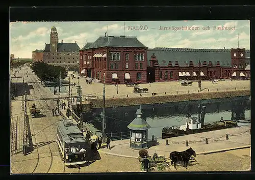 AK Malmö, Järnvägsstationen och Posthuset