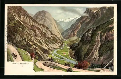 Künstler-AK Robert Kämmerer: Naerödalen, Blick ins Tal