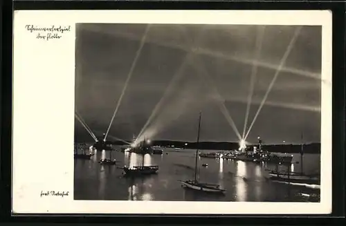 AK Scheinwerferspiel der Flotte der Kriegsmarine