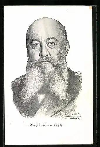 Künstler-AK Grossadmiral von Tirpitz im Portrait