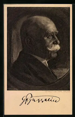 Künstler-AK Portrait von Graf Zeppelin im Profil