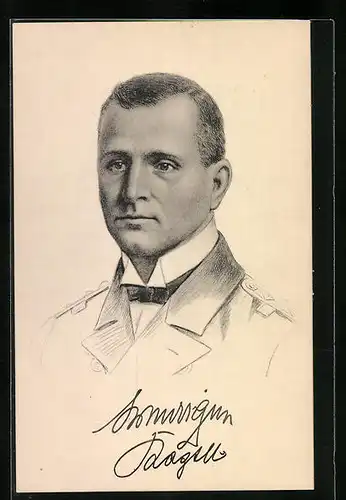 Künstler-AK Portrait vom Kapiötnleutnant Otto Weddigen, U-Boot U9