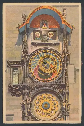 Mechanische-AK Prag, Ansicht der Astronomischen Uhr, Stellrad