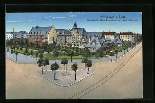 AK Offenbach a. M., Waldstrasse - Ober-Realschule und Friedrich-Schule