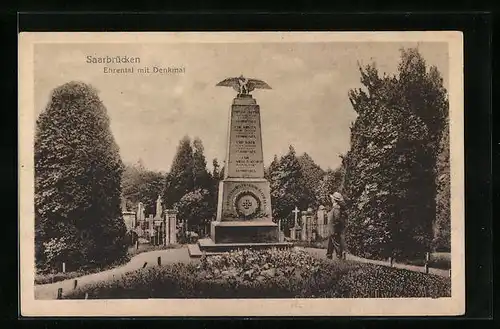AK Saarbrücken, Ehrental mit Denkmal