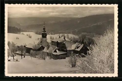 AK Schellerhau, Ortsansicht im Schnee