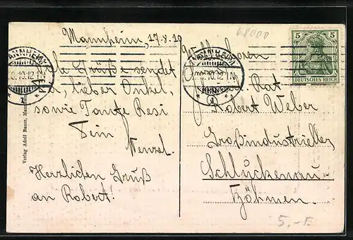 AK Mannheim, Strassenpartie am Groherzoglichen Hoftheater