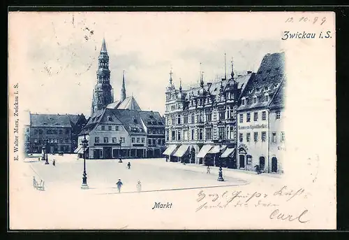 AK Zwickau, Blick auf den Marktplatz