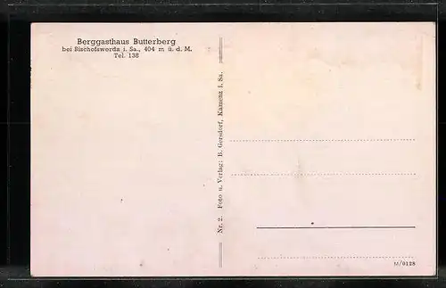 AK Bischofswerda, Ansicht Berggasthaus Butterberg