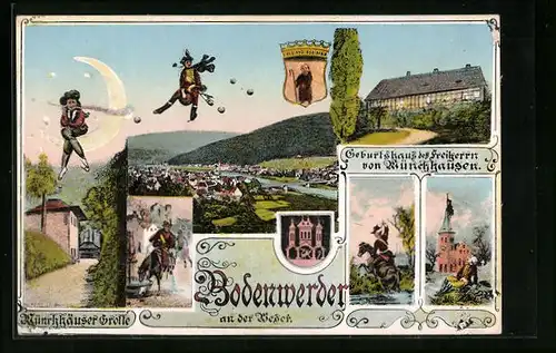 AK Bodenwerder, Münchhäuser Grotte, Geburtshaus des Freiherrn von Münchhausen