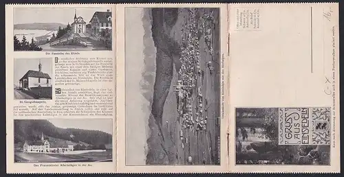 Klapp-AK Einsiedeln, Frauenkloster Allerheiligen, Passhöhe des Etzels, eingeheftete Info-Broschüre