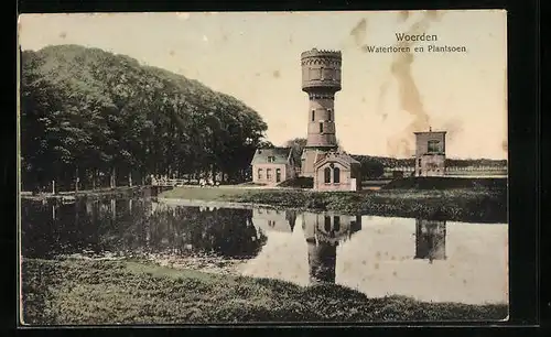 AK Woerden, Watertoren en Plantsoen, Wasserturm