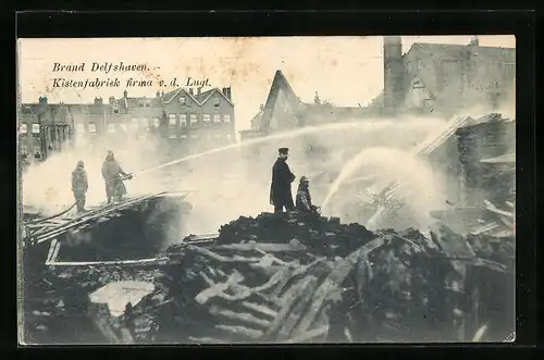 AK Delfshaven, Kistenfabriek firma v. d. Lugt, Brand